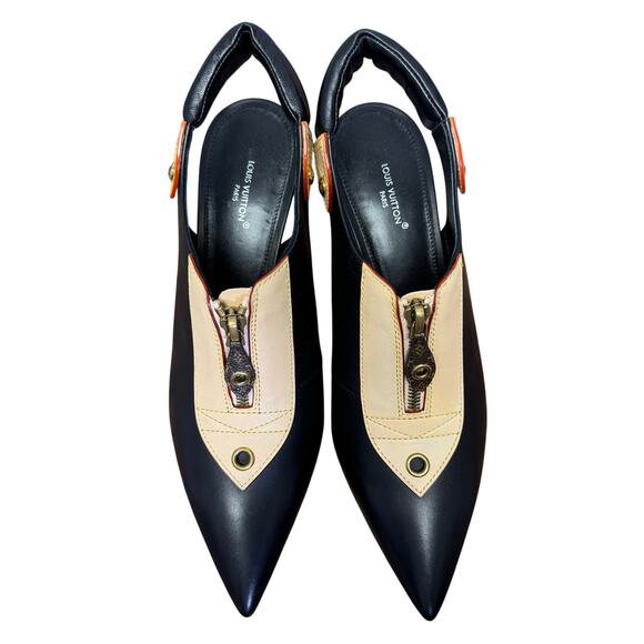 Louis Vuitton Calf Leather Allure Slingback Pumps in Black Size 39.5 / US 9.5 - Picture 9 of 12